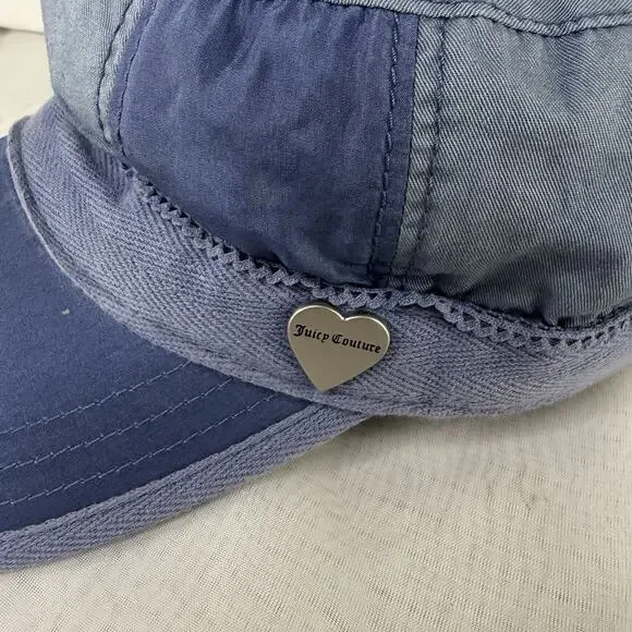 Vintage Juicy Couture Cadet Style Flat Cap Blue 100% Cotton - Picture 4 of 11